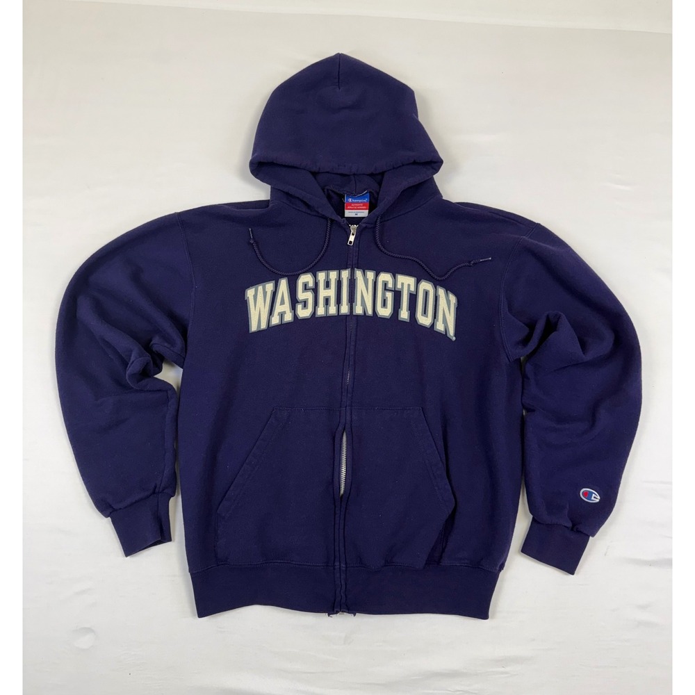Champion Washington Huskies Full Zip Hoodie Purple Mens Medium Arched Graphic